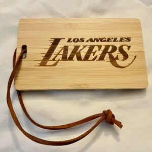 Los Angeles Lakers Luggage Tag W/ Leather Strap Laser Etched Bamboo Suite New 💜